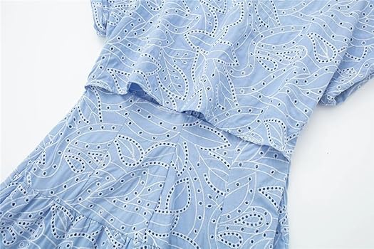 新品 Cutwork Embroidery Angel Sleeve Dress Cutwork Embroidery Angel Sleeve Dress - white - Launching